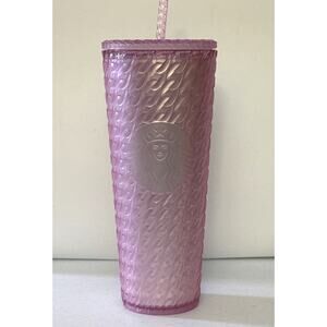 Starbucks Pink Textured Cold Cup Tumbler w Straw 24oz